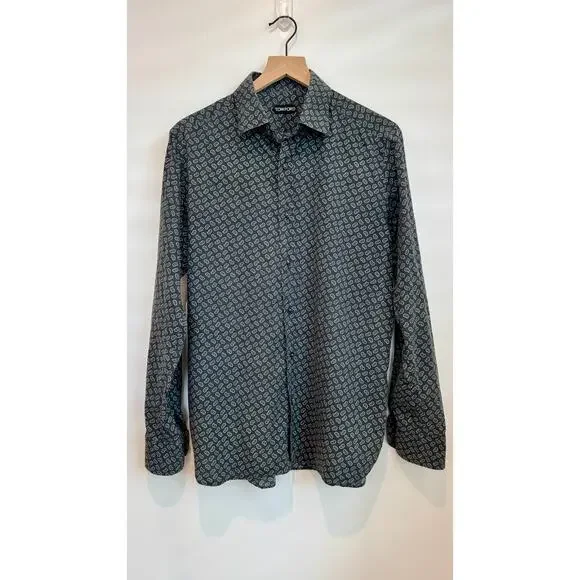 Tom Ford Paisley Print Cotton Lyocell Button Down Shirt Size 41 / 16 - Picture 4 of 14